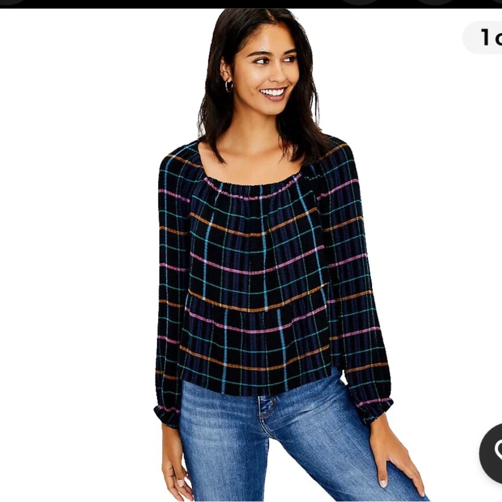 Loft Plaid Peplum Top Size Oversized XS. Will fit a Small